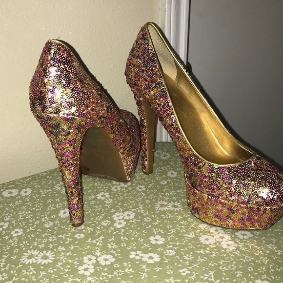 Jessica Simpson sequin heels 6” - Picture 2 of 4